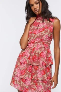 Floral Print Tiered Mini Dress