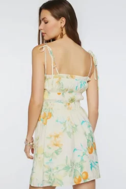 Floral Print Tie-Strap Mini Dress