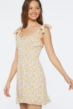 Floral Print Tie-Strap Mini Dress