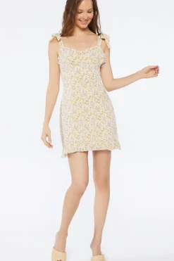 Floral Print Tie-Strap Mini Dress