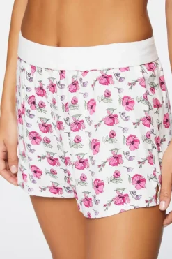 Floral Print Twill Pajama Shorts