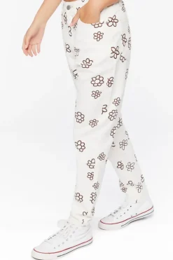 Floral Print Wide-Leg Jeans