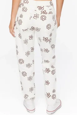 Floral Print Wide-Leg Jeans
