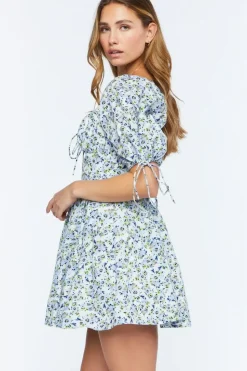 Floral Puff-Sleeve Mini Dress