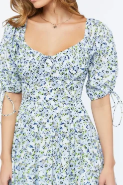 Floral Puff-Sleeve Mini Dress