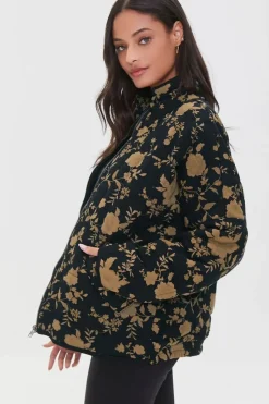 Floral Quilted Zip-Up Jacket