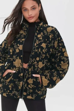 Floral Quilted Zip-Up Jacket
