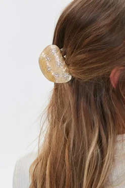 Floral Rhinestone Hair Claw Clip