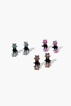 Floral Rhinestone Mini Claw Clip Set