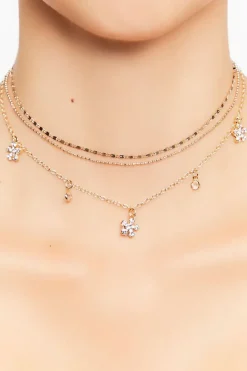 Floral Rhinestone Necklace Set
