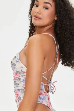 Floral Ruched Lingerie Bodysuit