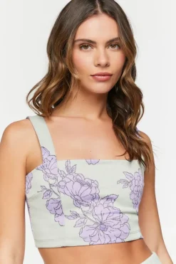 Floral Super-Cropped Tank Top