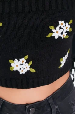 Floral Sweater-Knit Tube Top