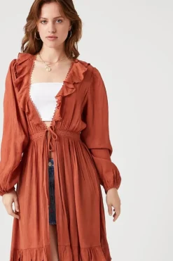 Flounce Crochet-Trim Kimono