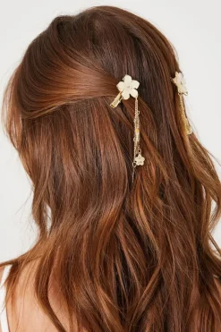 Flower & Chain Hair Clip Set