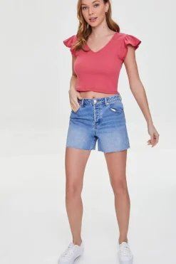 Flutter-Sleeve Crop Top