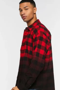 Frayed Buffalo Plaid Dip-Dye Shirt