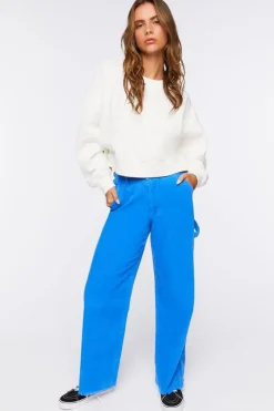 Frayed Corduroy Mid-Rise Pants
