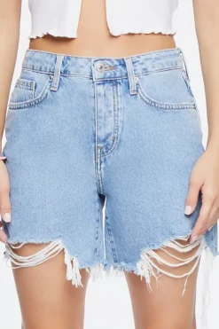 Frayed Denim Mom Shorts