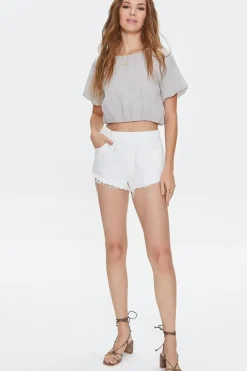 Frayed High-Rise Denim Shorts