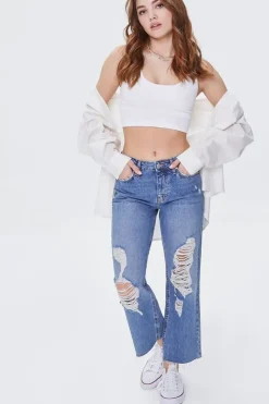 Frayed Mid-Rise Boyfriend Petite Jeans