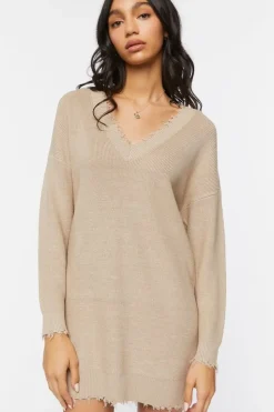 Frayed Sharkbite Sweater Dress