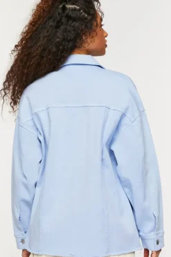 Frayed-Trim Denim Shacket