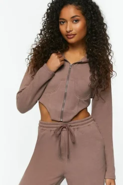 French Terry Corset Zip-Up Hoodie
