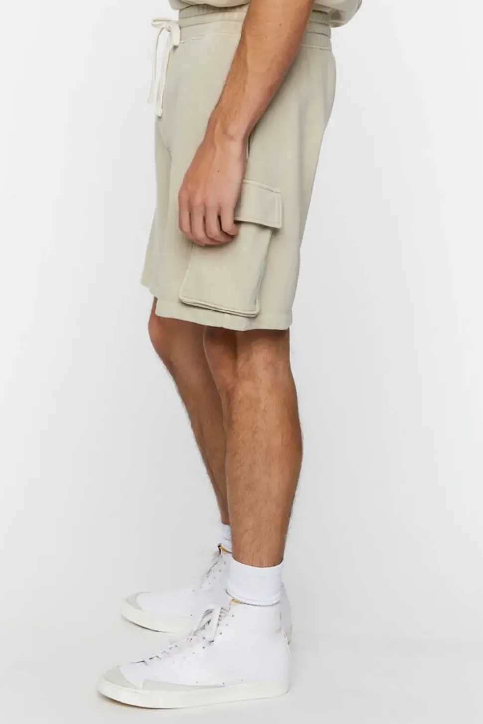 French Terry Drawstring Cargo Shorts