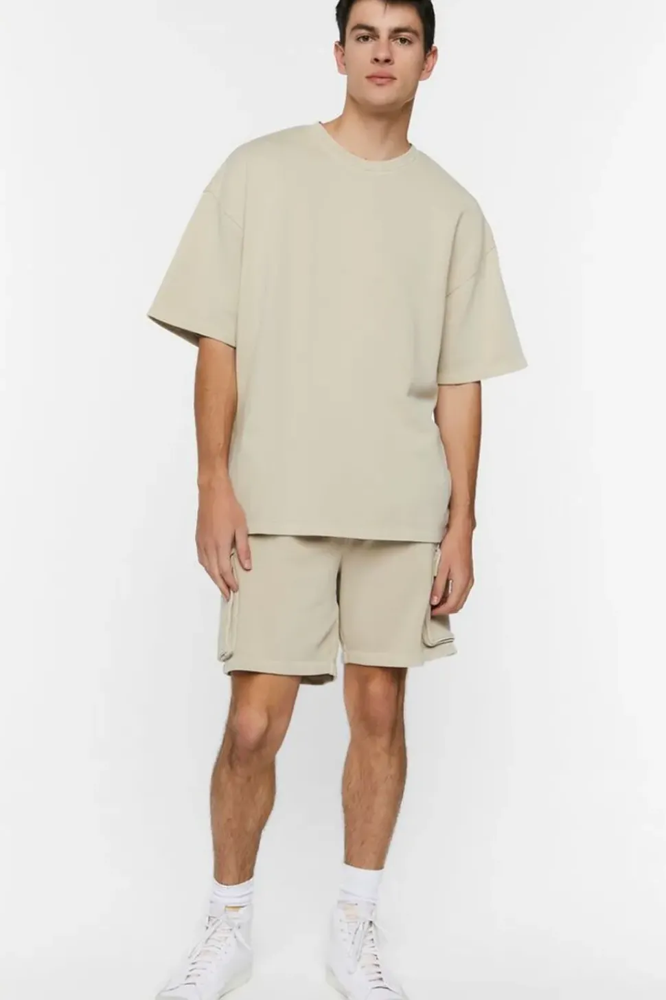 French Terry Drawstring Cargo Shorts