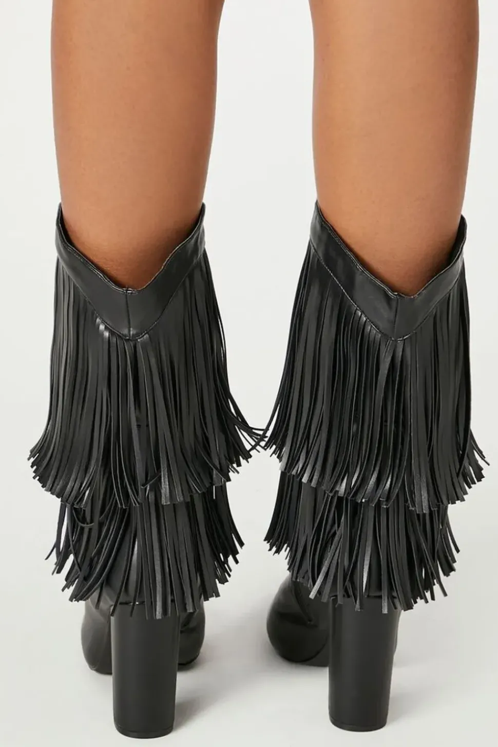 Fringe Block Heel Boots