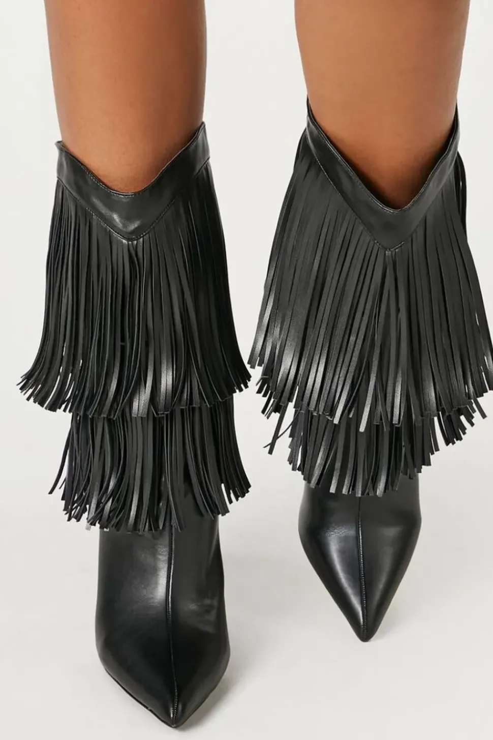 Fringe Block Heel Boots
