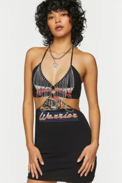 Fringe Cutout Motorcycle Graphic Dress