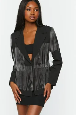 Fringe Single-Breasted Blazer
