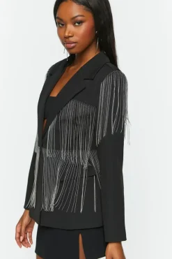 Fringe Single-Breasted Blazer