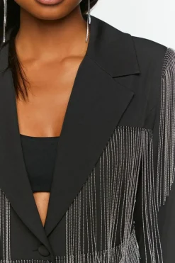 Fringe Single-Breasted Blazer