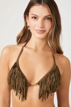 Fringe Triangle String Bikini Top