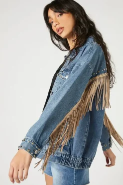 Fringe-Trim Truckerjacket