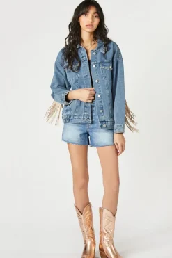 Fringe-Trim Truckerjacket