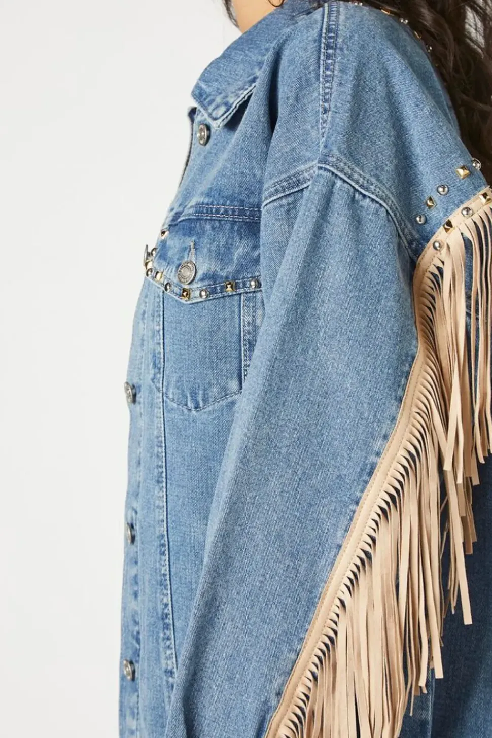Fringe-Trim Truckerjacket