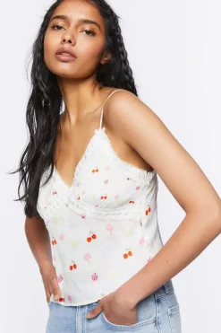Fruit Print Lace-Trim Cami