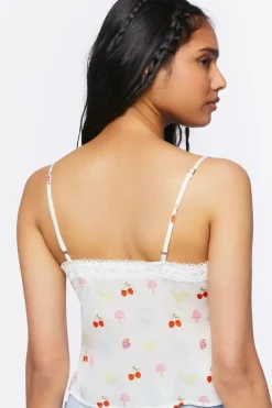 Fruit Print Lace-Trim Cami