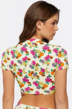 Fruit Print Swim Cover-Up Top