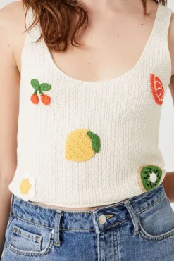 Fruit Sweater-Knit Crochet Tank Top