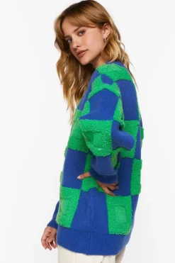 Fuzzy Checkered Sweater