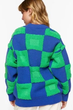 Fuzzy Checkered Sweater
