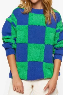 Fuzzy Checkered Sweater