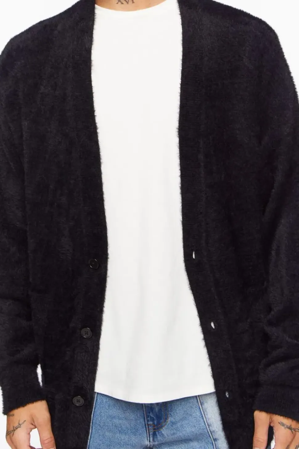 Fuzzy Knit Cardigan Sweater