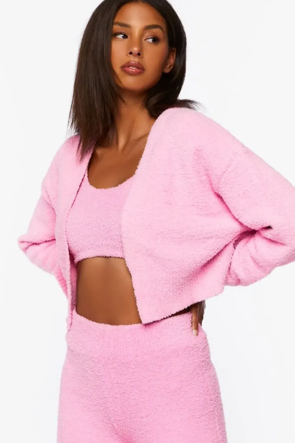 Fuzzy Knit Cardigan Sweater