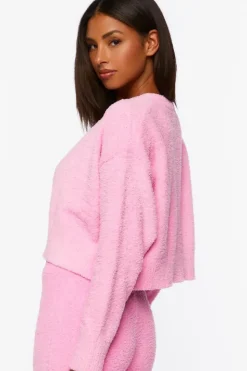 Fuzzy Knit Cardigan Sweater